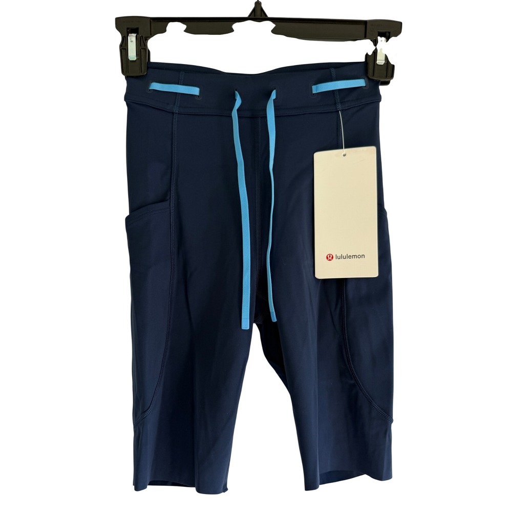 Lululemon Fast and Free High Rise Short 8 Drawcord Navy Blue 2 LW7DPXS NWT